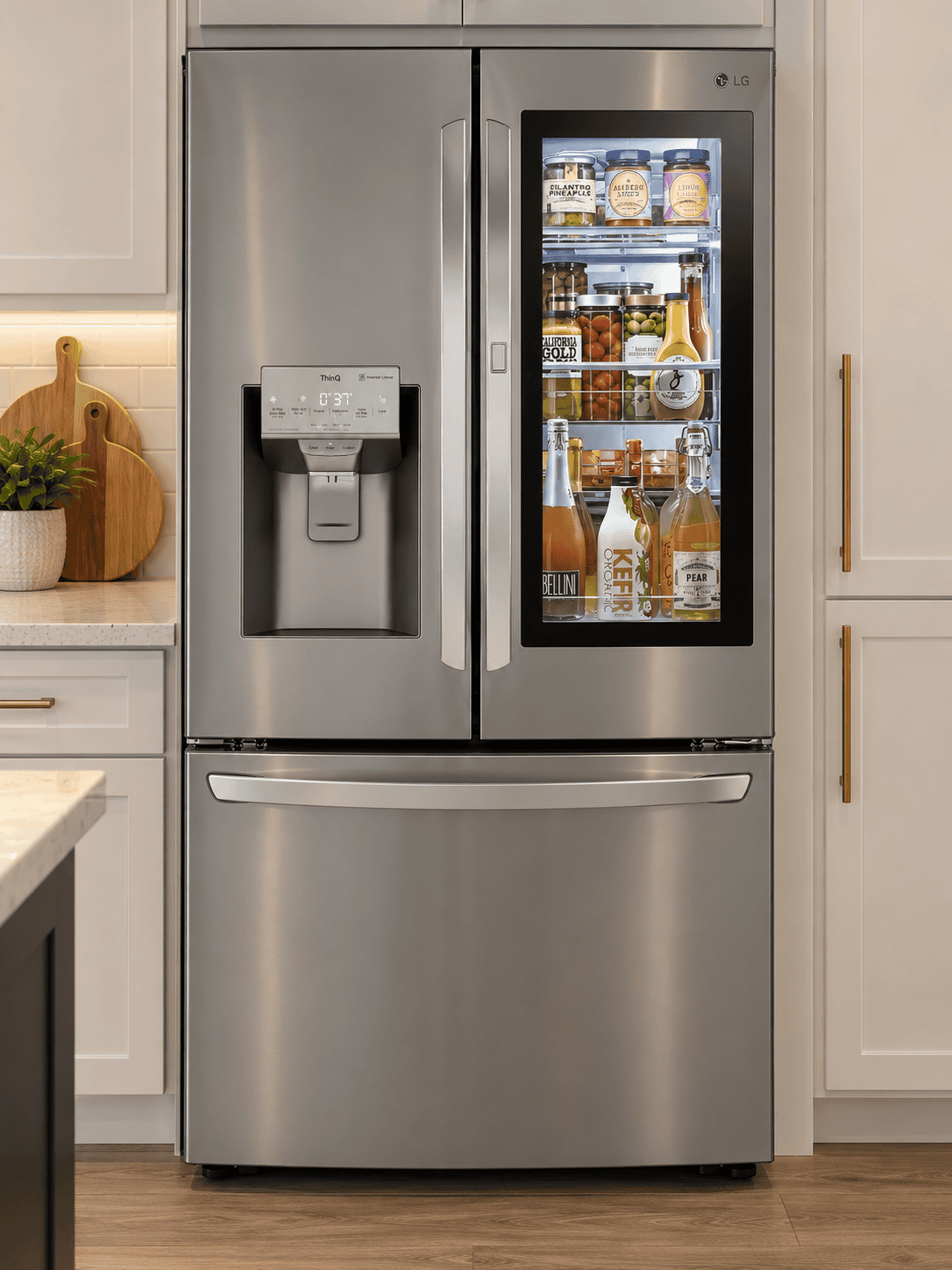 Pre-owned LG French-door refrigerator with Knock Screen for sale in Mesquite TX