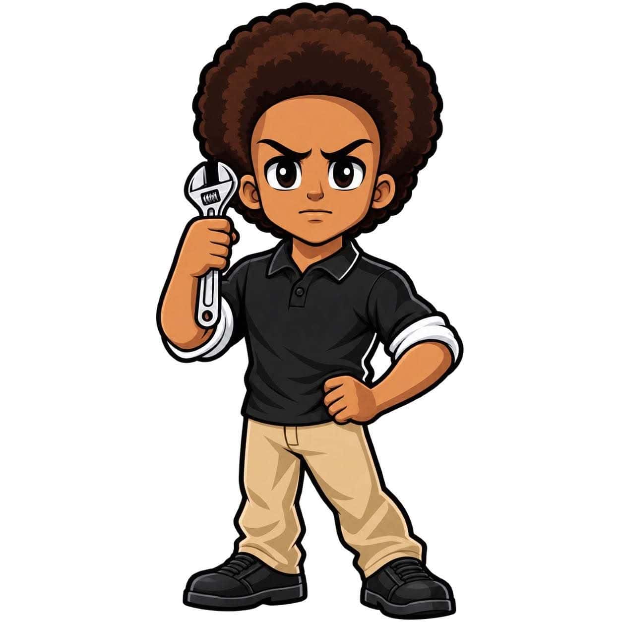 Urban Brothers Appliance Repair technician mascot holding an adjustable wrench